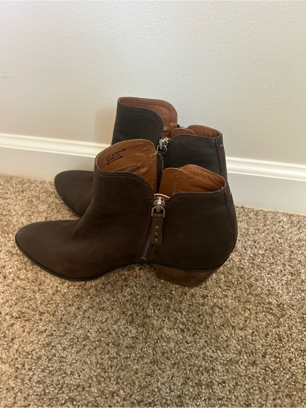 Frye Women's Dark Brown Leather Ankle Booties with Side Zip